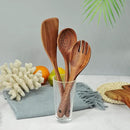 GreyWooden Kitchen Utensil Set, 6Pcs Wooden Cooking Utensils for Non-Stick Pan, 100% Natural Teak Wooden Spatula by CozyNest Decor