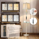Rustic Floor Lamp, Living Room Lamps with Glass Tray, stepless diming Floor Lamp with Remote Control and USB A&C Charging Ports for Living Room Bedroom Office Smart Bulbs Included by CozyNest Decor