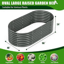 A ANLEOLIFE 8x4x2ft Galvanized Raised Garden Bed Kit, Oval Metal Deep Root Planters for Outdoor Plants Vegetables Flowers Herb, Large Bottomless, 478 Gallon Capacity- Quartz Grey by GreenHaven Gardens