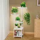 Plant Stand Indoor with Grow Light, 5-Tiered Tall Plant Stand Indoor, Metal Plant Shelf with Hanging Basket Hook and Adjustable Light, Ideal for Living Room, Garden, Patio white by GreenHaven Gardens