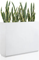 Metallic Heavy Planter for Outdoor Plants, 38Lx10Wx30H Inches Tall and Long Metal Divider Planter Box with for Outside & Indoor, Seamless (White) by GreenHaven Gardens