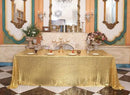 SquarePie Sequin Tablecloth 90 x 156 Inch Gold Sparkly Table Linen for Wedding Party by CozyNest Decor