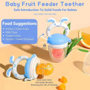 WAJIAYON Baby Fruit Feeder Pacifier | 2 Infant Food Feeder Pacifier & 2 Baby Food Dispensing Spoon | Fresh Fruit Teethers for Babies | Silicone Feeder Babies,Infant Teething Feeders (Blue-Rabbit) by TinyTreasures Baby Boutique