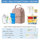 Breastmilk Cooler Bag with Ice Pack Fits 6 Baby Bottles up to 9 Ounce, Breast Milk Pump Cooler Bag with Shoulder Strap for Nursing Mom Daycare, Work, Travel- Pink by TinyTreasures Baby Boutique