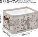 Western Desert Cowboy Storage Basket Cube Storage Bins Organizer Bag Collapsible Closet Shelf Baskets with handle for Baby Cloth Pet Toy Book 14.2×10.2×8.3 IN by TinyTreasures Baby Boutique