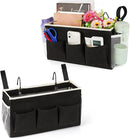 Bedside Caddy Bedside Organizer Bedside Storage Caddy with Fixed Straps and Water Bottle Holder for Home College Dorm Bunk Bed Hospital Bed Crib Bed Rails (2pcs Black) by CozyNest Decor