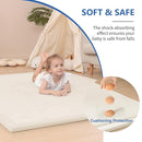 Baby Play Mat for Floor,1.3" Thick Memory foam Tummy Time Mat for Toddlers,Infants,kids,Water-Repellent Soft Nursery Rug,Extra Large Non Slip for Crawling&Yoga,Tatami Style for Living Room(Cream) by TinyTreasures Baby Boutique