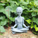 Alien Statue, Meditation Yoga Alien Figure, 6.3" H Resin UFO Alien Sculpture for Home Indoor Outdoor Patio Lawn Yard Decor, Collectable Gift by GreenHaven Gardens