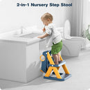 Potty Training Seat, Upgrade Toddler Toilet Seat for Kids Boys Girls, 2 in 1 Potty Training Toilet for Kids, Splash Guard Anti-Slip Pad Step Stool（Blueyellow） by TinyTreasures Baby Boutique