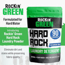 Rockin' Green Hard Rock Laundry Detergent for Hard Water (90 Loads), Plant based, Natural Laundry Detergent Powder, Biodegradable Odor Fighter, Safe for Sensitive Skin, 45 oz (Freshwood Mac) by TinyTreasures Baby Boutique