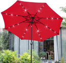 Sunnyglade 9' Solar LED Lighted Patio Umbrella with 8 Ribs/Tilt Adjustment and Crank Lift System (Red) by GreenHaven Gardens