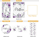 Personalized Baby Bedding Set - 5 Pcs Custom Toddlers Bedding Set with Infant Name - Soft Double Layer Nursery Crib Set for Girls Boys - Customized Infant Gifts for Baby Shower - Purple Flowers by TinyTreasures Baby Boutique