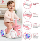 Umatoll Colorful Lighting Baby Balance Bike Toys for 1 Year Old Girls Gifts, Adjustable Seat, 1st Birthday Gifts, 12-24 Months Toddler Bike, Pink by TinyTreasures Baby Boutique