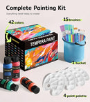 TMOL Washable Paint for Kids 42 Colors,Non-Toxic, Safe & Washable for Toddlers, Tempera Paint with Brushes, Palette & Bucket, School Project Art Supplies by TinyTreasures Baby Boutique