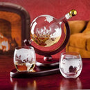 Whiskey Decanter Globe Set with 2 Etched Whiskey Glasses - for Liquor Scotch Bourbon Vodka, Gifts For Men - 850ml by CozyNest Decor