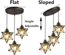 Glass Glam Chandelier Star Pendants Light Fixture Modern Elegant Ceiling Hanging Lights Included LED Warm Light Bulbs Oiled Bronze by CozyNest Decor