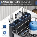 Stainless Steel Dish Drying Rack - Large Capcity 304 Grade Dish Drainer for Kitchen Counter with Drain Board, Utensil Holder & Detachable Cup Shelf, Rustproof Multifunctional Organizer by CozyNest Decor