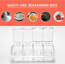 Clear Seasoning Box, 4 Piece Seasoning Rack Spice Pots, Plastic Storage Container Condiment Jars with Lids and Spoon, Storage Container Spice Jar for Salt Sugar Tea Herbal Coffee Beans by CozyNest Decor