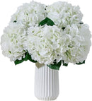 8Pcs White Fake Flowers Silk Hydrangea Artificial Flowers Bouquets Faux Ivory Hydrangea Stems for Home Table Centerpieces Wedding Party Decoration by CozyNest Decor