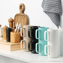 E-liu Porcelain Tea Mugs Coffee Mug Set, Large 15 Ounces Cups for Coffee, Tea, Cocoa, and Mulled Drinks, Set of 6, BlacK White Grey by CozyNest Decor