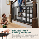 Cumbor 29.7-57" Extra Wide Baby Gate for Stairs, Mom's Choice Awards Winner-Dog Gate for Doorways, Pressure Mounted Walk Through Safety Child Gate for Kids Toddler, Tall Pet Puppy Fence Gate, Black by TinyTreasures Baby Boutique