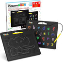 PicassoTiles 2-in-1 Magnetic Drawing Board Toy 12x10 inch Large Magnet Bead Tablet Pad with 2 Facings Alphabet STEM Free Style Educational Erasable & Reusable Learning Writing Playboard in Black PTB04 by TinyTreasures Baby Boutique