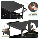 Outdoor Grill Cart Table,Indoor and Outdoor Pizza Oven Table,with 4 Movable Total Lock Casters, Hooks, Side Handle Multifunctional (Black) by CozyNest Decor