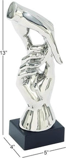 Deco 79 Polystone Hands Decorative Sculpture Home Decor Statue, Accent Figurine 5" x 4" x 13", Silver by CozyNest Decor
