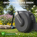 Retractable Garden Hose Reel 100 ft x 5/8 in, Heavy Duty Hose Reel Wall Mount with Any Length Lock, Auto Rewind System, 180° Swivel Bracket, 10-Pattern Garden Hose Nozzle, Dark Grey by GreenHaven Gardens
