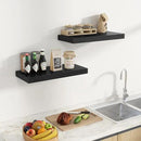Fun Memories 24 Inch Floating Shelves Wall Mounted, 10 Inch Deep Wall Shelves, 24 x 10 Floating Shelf for Living Room Bathroom Bedroom, Black, Set of 2 by CozyNest Decor