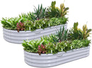 2 Pack 6x3x1FT Galvanized Raised Garden Bed Kit Oval Metal Ground Planter Box Outdoor Bottomless Planter Raised Beds for Vegetables Flowers Herbs Fruits, Gray by CozyNest Decor