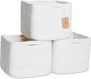 NaturalCozy Storage Cubes 9”x9”x7”Cotton Rope Woven Baskets for Organizing 3-Pack | 9 Inch Cube Storage Bin | Small Basket for Shelf Nursery, Pantry, Decorative Plant, Bathroom Closet, Toy Gift by TinyTreasures Baby Boutique