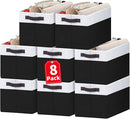 Criusia 8 Pack Large Storage Baskets for Room Organization, Multi-Purpose Bins for Closet, Shelves, Kitchen, Office, Decorative Fabric Foldable Storage Boxes with Handles (14L*10W*9.5H) by TinyTreasures Baby Boutique