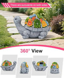 Solar Turtle Statue Garden Decor for Outside with Succulents and 7 LED Lights – 10.3 Inch Cute Lawn Ornaments for Patio, Porch, Balcony & Yard – Unique Birthday Gifts for Women Mom Grandma Wife by CozyNest Decor