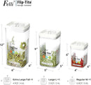 Felli Flip Tite Acrylic Food Storage Container with Lid 6” XL Air Tight Ring Seal Flip Top, Plastic Kitchen Baking Canister for 5 lb Flour Sugar Rice Protein Powder Pantry Organizer (Nest-M, White) by TinyTreasures Baby Boutique