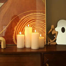 LUSHABOR Flameless Candles, 4 Pack Battery Operated Candles with Remote, Real Wax LED Fake Candles with Timer Flickering for Christmas Wedding Home Party D3 H 5" 6" 7" 9" White by CozyNest Decor