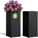 Set of 2 Planter Box Outdoor 30"H x 14.4"W x 13.6"D- Tall Planters for Outdoor Patio/Porch, All-Weather with Anti-dumping Kit, Durable Galvanized Steel, Modern Design for Plants, Flower, Garden by CozyNest Decor