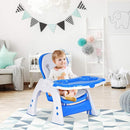 Costzon Baby High Chair, 3 in 1 Infant Table and Chair Set, Convertible Booster Seat with 3-Position Adjustable Feeding Tray, Adjustable Seat Back, 5-Point Harness (Blue) by TinyTreasures Baby Boutique