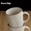 famiware Coffee Mugs Set of 4, Ocean Square 13oz Coffee Cup Set with Handle for Cocoa, Milk, Hot Chocolate, Stoneware Cups for Kitchen, Reactive Glaze, Microwave and Dishwasher Safe, Cappuccino White by CozyNest Decor