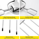 4PCS Kabob Skewers for Grilling, 14'' Stainless Steel Kebab Skewers, 3 Prong Metal Grill Skewer with Push Bar Slider, Skewer Sticks for Meat Veggies Fruits Marshmallows, BBQ Barbecue Accessories by GreenHaven Gardens