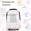Pea Pod Car Seat Cover Baby, Infant Car Seat Canopy Covers with 2 Layers Windows of Breathable Mesh Fabric, Lightweight Polyester, Soft Minky Dot Backing (Butterfly Pattern) by TinyTreasures Baby Boutique