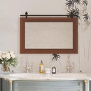 ALBAD Farmhouse Wood Framed Wall Mirror, Natural Wood and Framed Wall Mounted Bathroom Vanity Mirror for Farmhouse Decor, Vertical or Horizontal Hanging by CozyNest Decor