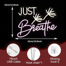 Just Breathe Neon Sign Dimmable Breathe Neon Signs Light Up Sign for Wall Decor LED Letters Neon Light by USB for Bedroom Yoga Studio Gym Reading Room(12.6 * 16.5In) by CozyNest Decor