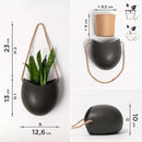 Wall Planters -Ellie- | Hanging Ceramic Plant Pots 3 Pieces | Wall Decoration for Indoors, Balcony and Garden | Graphite (Matte) by GreenHaven Gardens