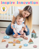 Montessori Toys for 1 2 Year Old Girl and Boy Birthday Gifts, Shape Sorter Wooden Toys for Toddlers Age 1-3 2-4, Learning Educational Sensory Stacking Toddler Puzzles by TinyTreasures Baby Boutique