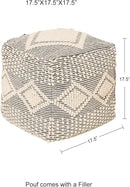 REDEARTH · Tufted Pouf Ottoman with Filler Textured Storage Cube Bean Bag Pouffe Footrest for Living Room, Bedroom, Nursery, Kidsroom; 100% Cotton (17.5"X17.5"X17.5", Cube Diamond Medley Gray) by CozyNest Decor