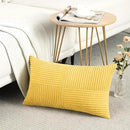 Fancy Homi 2 Packs Yellow Long Lumbar Decorative Throw Pillow Covers 12x24 Inch for Couch Bed Sofa, Rustic Farmhouse Boho Home Decor, Soft Striped Corduroy Rectangle Accent Cushion Case 30x60 cm by CozyNest Decor