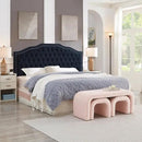24KF Upholstered Button Tufted King Size Headboard with Nailhead Trim, Elegant Boucle Fabric California King headboard, 6031-K-Boucle-Navy by CozyNest Decor