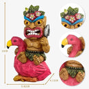 Solar Tiki Statue Flamingos Decor - Tiki Decorations Outdoor for Bar, Patio, Balcony, Yard,Lawn Ornament by GreenHaven Gardens