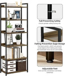 NUMENN Bookshelf, 6 Tier Bookshelves, Home Office Bookcase Shelf Storage Organizer, Free Standing Storage Shelving Unit for Bedroom, Living Room and Home Office, Dark Walnut by CozyNest Decor
